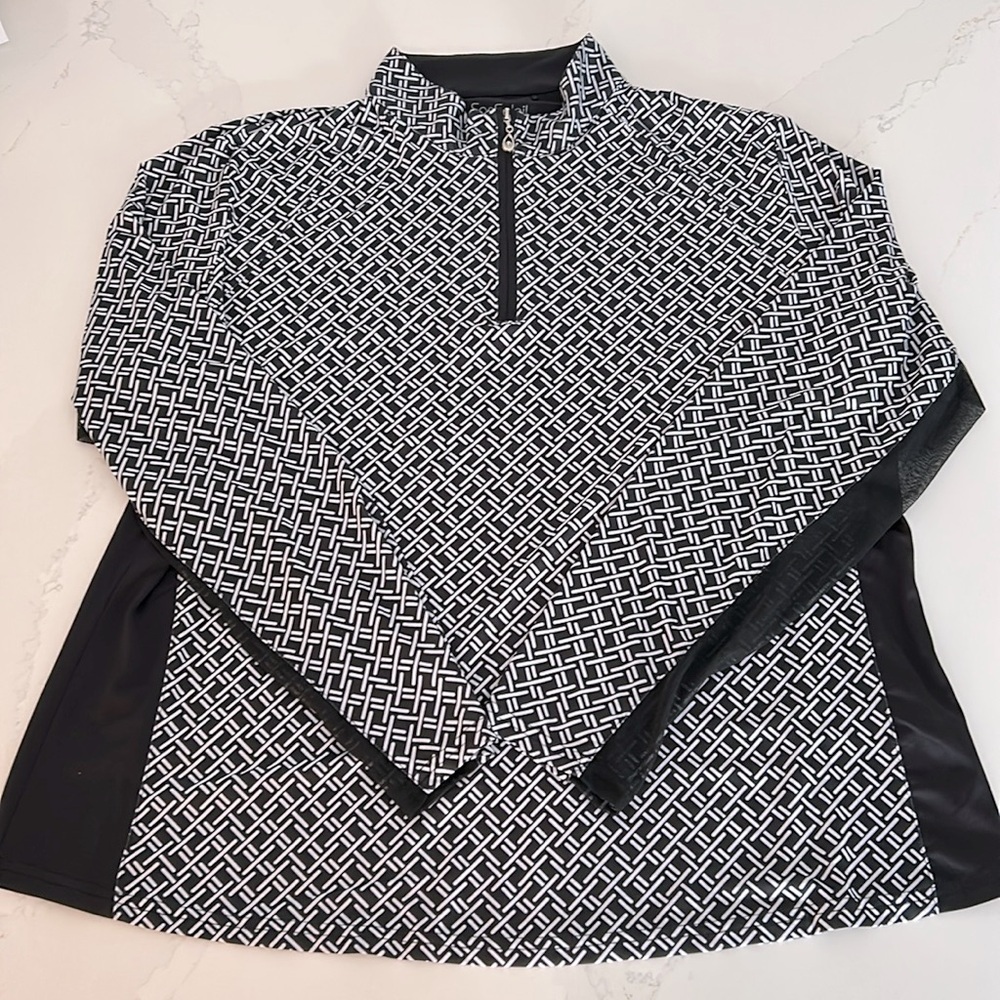 Sansoleil Black and White Geometric Quarter-Zip Sun protection UV 50 Size XXL